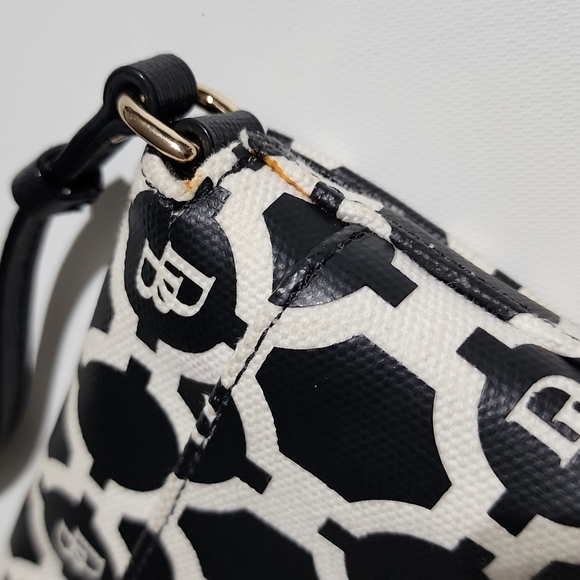 Dooney & Bourke Black White Canvas Crossbody Shoulder Bag Small - Picture 7 of 10